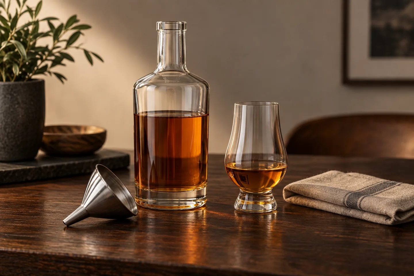 Embudo para botella de whisky: medida, material y limpieza