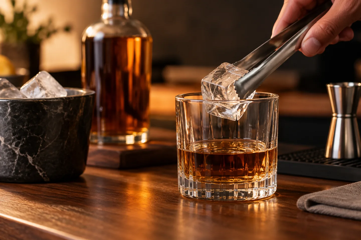 Pinzas para hielo en cócteles de whisky: agarre, tamaño e higiene