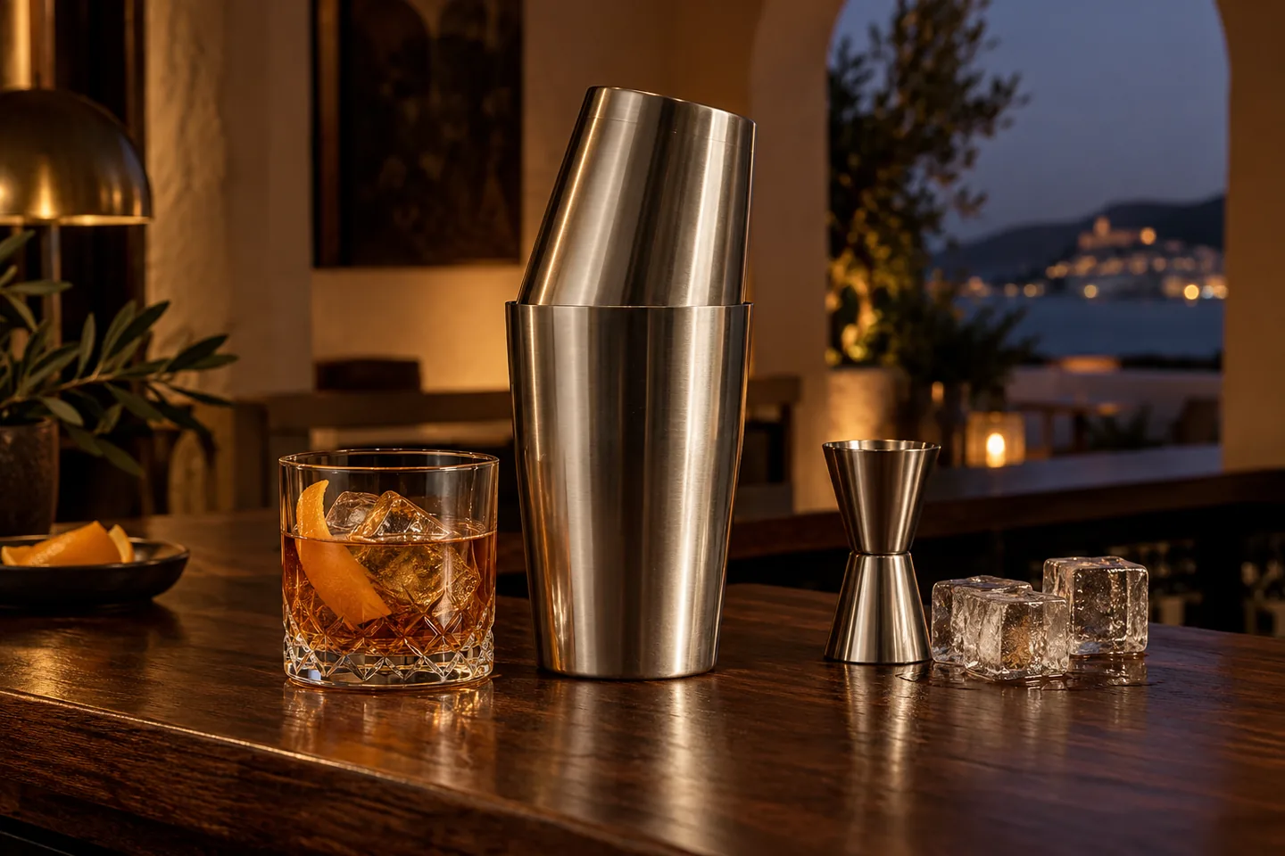 Coctelera Boston para cócteles de whisky: tamaño, cierre y uso