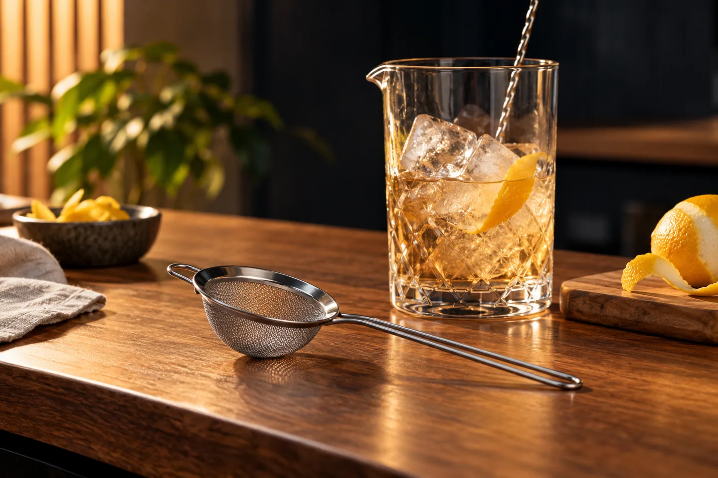 Colador de malla fina para cócteles de whisky: diámetro y doble colado